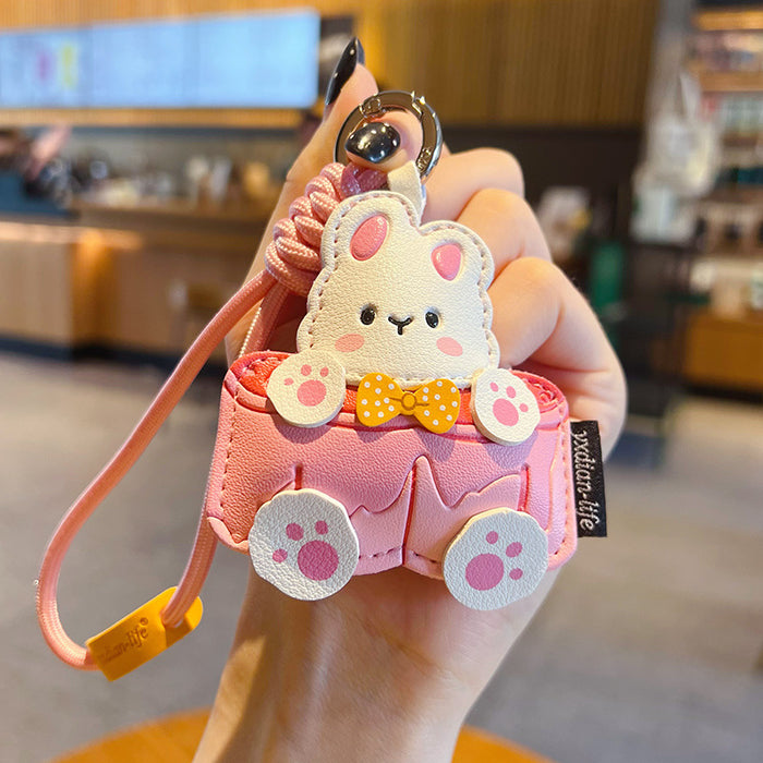 Wholesale Creative PU Leather Mooncake Rabbit Keyring Cute Moon Rabbit Bag Charm For Couples Mid Autumn Gift