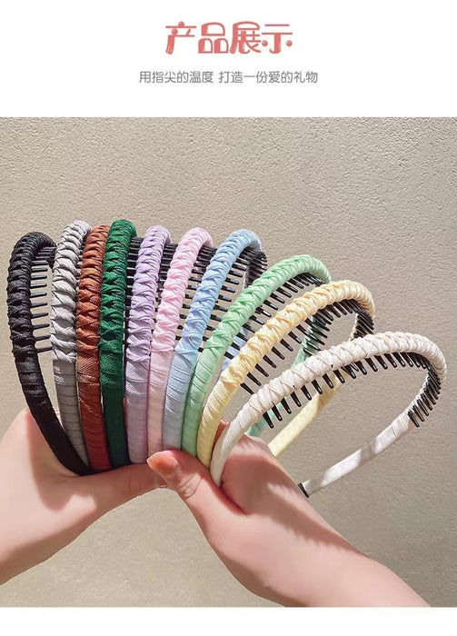 Wholesale Toothed anti slip face washing headband seamless braided hairband for controlling stray hairs