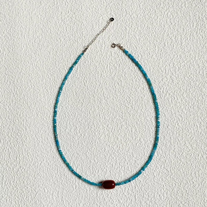 Wholesale Flowers  Clavicle Chain Women's Red and Blue Beaded