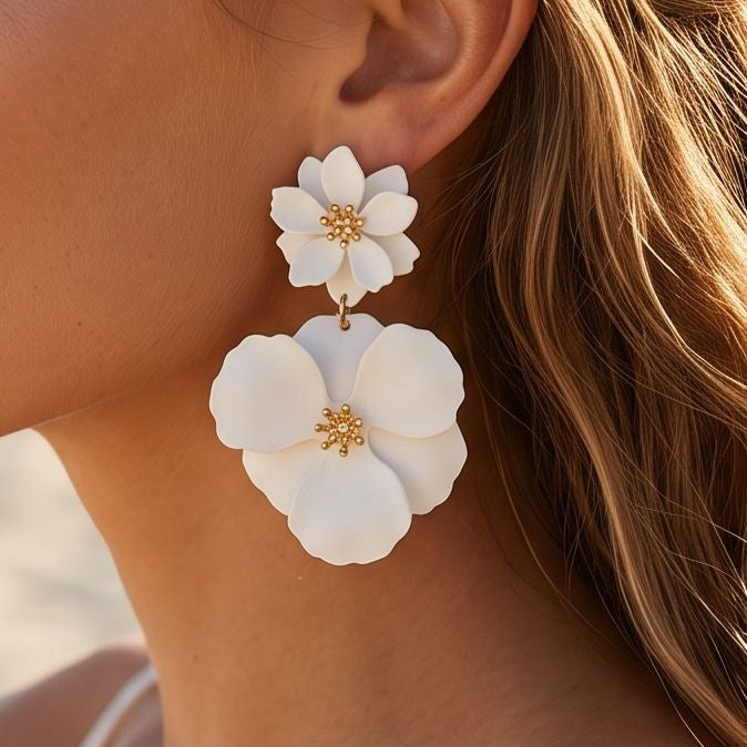 Wholesale Retro Floral Painted Earrings Iron Jewelry Multicolor Gift Boutique Resale MOQ≥5