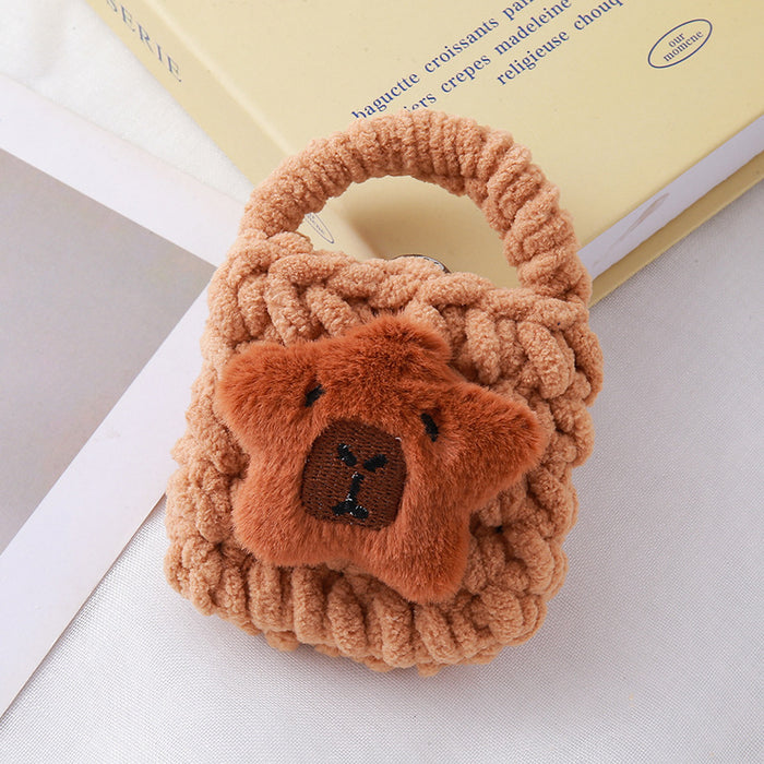 Wholesale Cartoon Cute Big Ear Dog Knitted Mobile Phone Bag Plush Dolphin Zero Wallet Earphones Mini Storage Bag