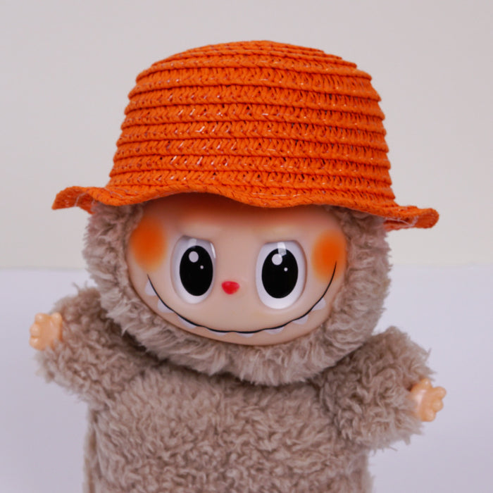 Wholesale  mini hollow top woven straw hat dome wave pull cloth leaking ear hat dress-up baby clothes accessories