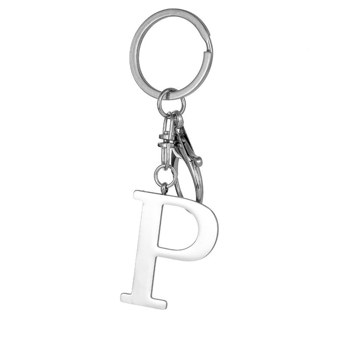 Wholesale Stainless Steel  Letter Key Chain Titanium Steel Keychain Initial Letter Modern Simple Backpack Pendant
