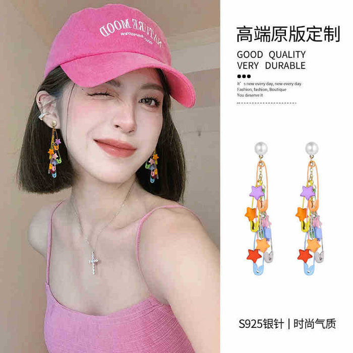 Wholesale Pin long tassel earrings with temperament, exaggerated earrings, niche and versatile earrings