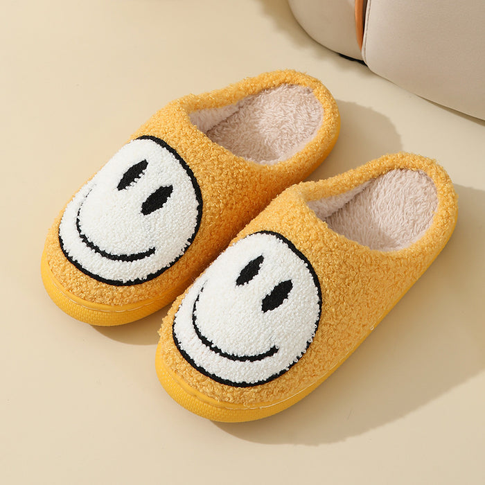Wholesale Cute smiley face cotton slippers autumn and winter women' s indoor home non-slip plush slippers autumn and winter home