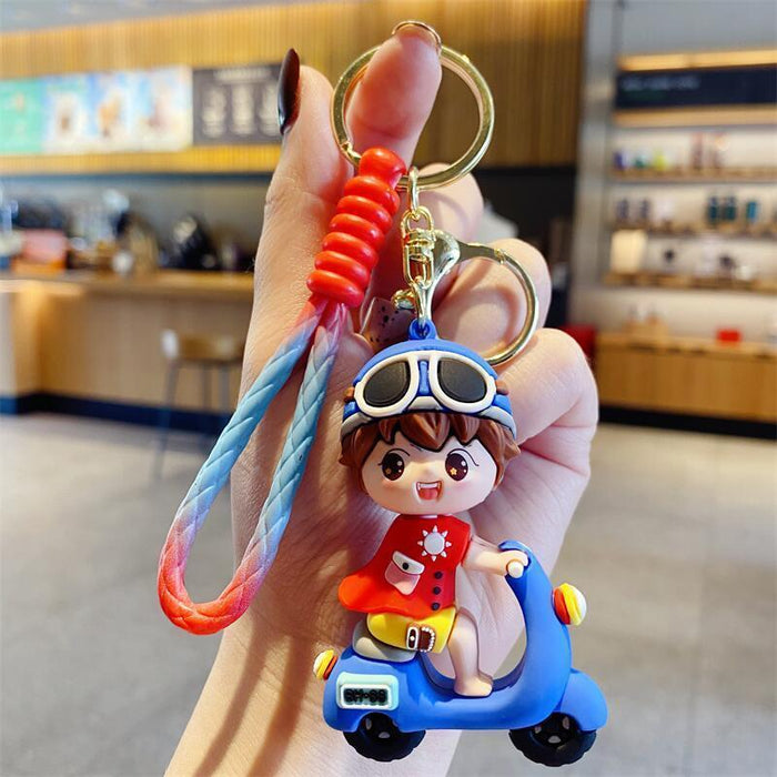 Wholesale Creative Electric Car Keychain Female Cute Couple Key Chain Pendant Car Key School Bag Hanging Cartoon Small Gift