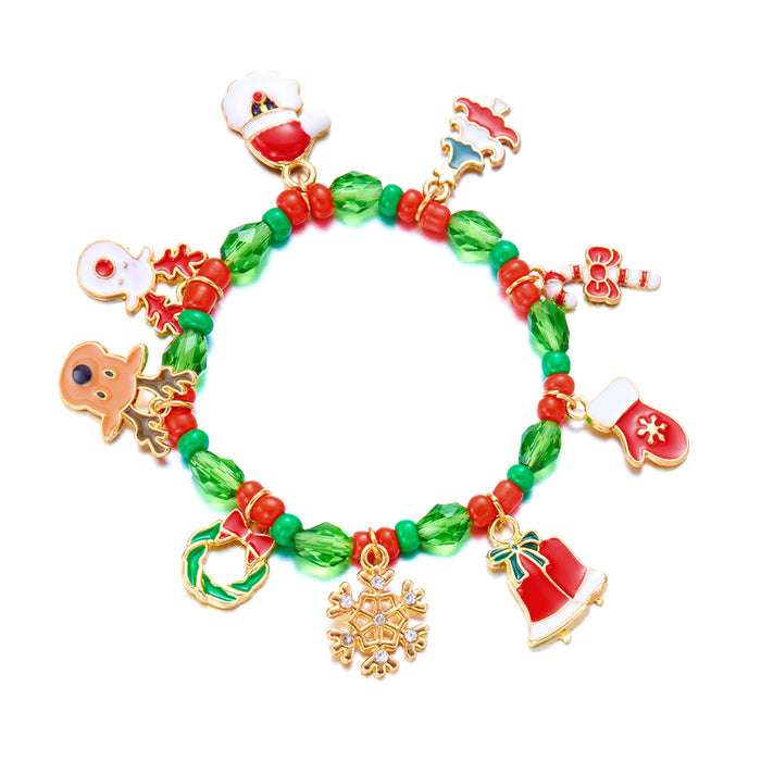 Wholesale Beaded bracelet Christmas festive elk  crutches snowflake gloves Christmas bracelet