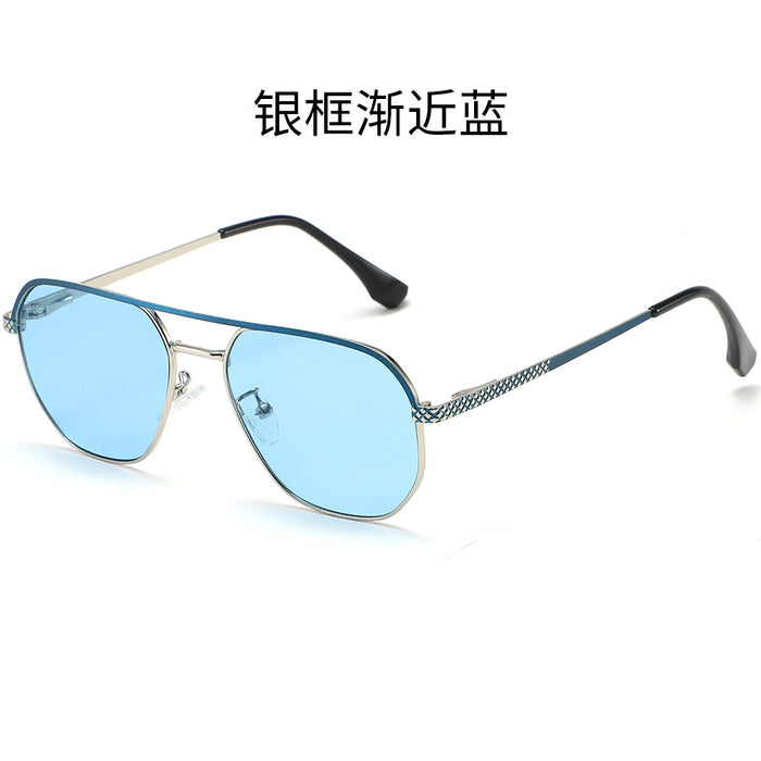 Wholesale New anti blue light sunglasses with high-end feel, multi-color double beam sunglasses, fashionable metal optical frame