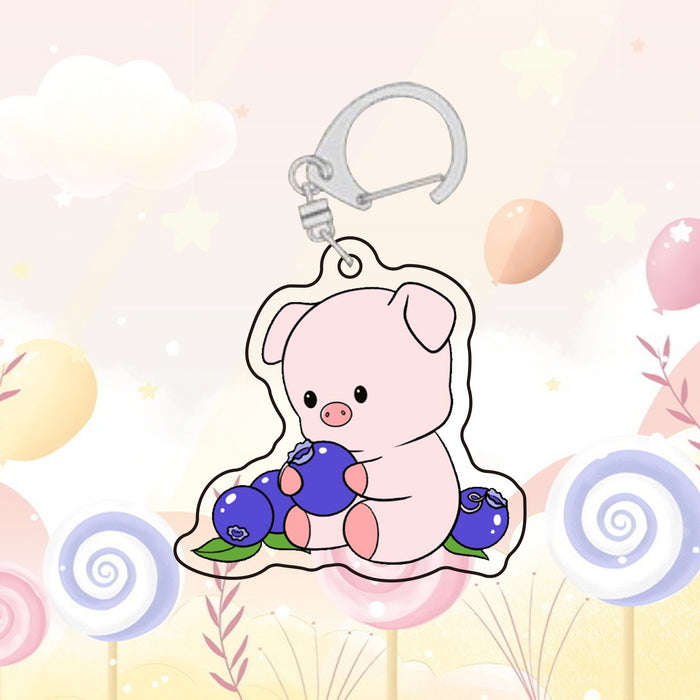 Wholesale Cartoon Cute Zodiac Keychain Acrylic Hanging Fruit Animal Bag Decoration Pendant School Bag Accessories Gift