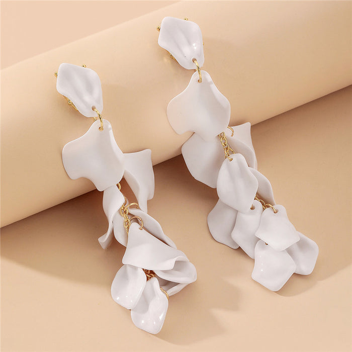 Wholesale Rose petal long tassel earrings with fashionable and elegant temperament, high-end and environmentally friendly earrings for women