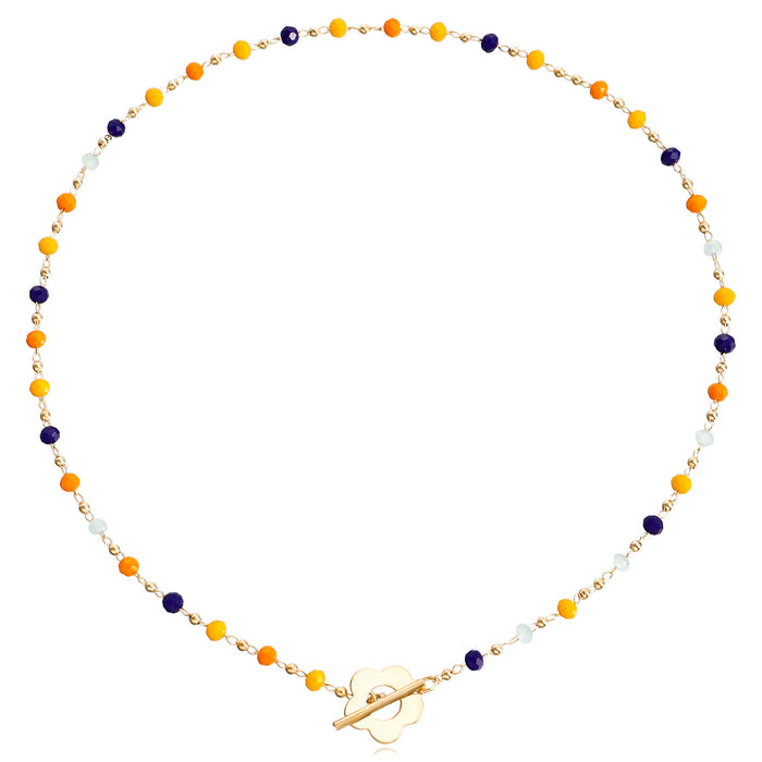 Wholesale New Jewelry Colored Crystal Glass Bead Chain OT Buckle Necklace Neck Chain Collar