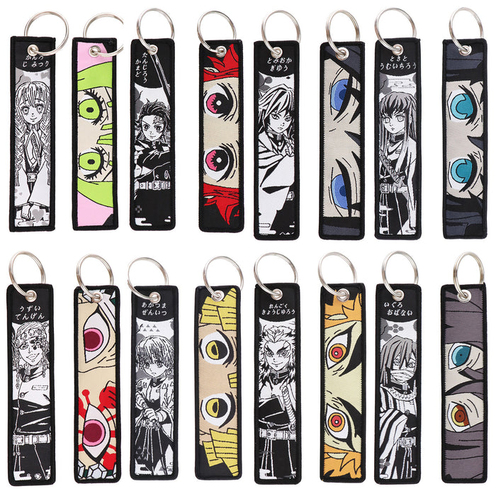 Wholesale Cartoon woven keychain lanyard  access control  ornaments fabric keychain