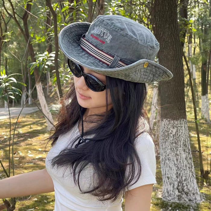 Wholesale High-end fisherman hat washed hat Korean style cool foldable outdoor travel mountaineering fishing sun hat men and women basin hat