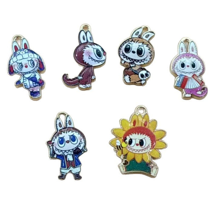 Wholesale 10pcs Cartoon Alloy Printed Oil Drip DIY Bracelet Keychain Pendant