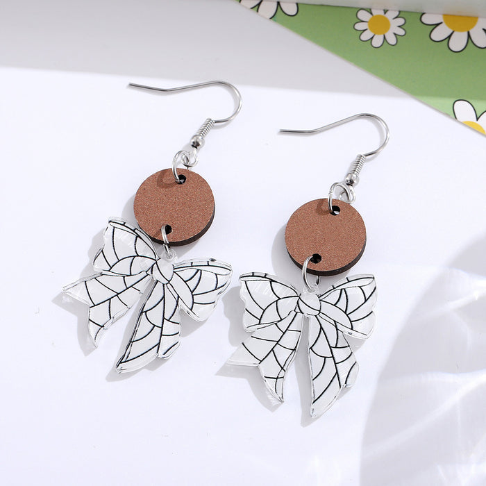 Wholesale New Ball Bow Disc Splicing Pendant Earrings, Acrylic Earrings for Watching Competitions, Gift