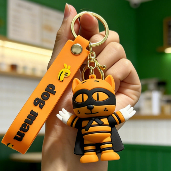 Wholesale Detective Dog Puppy Keychain Silicone PVC Cartoon Car Key Accessory Gift
