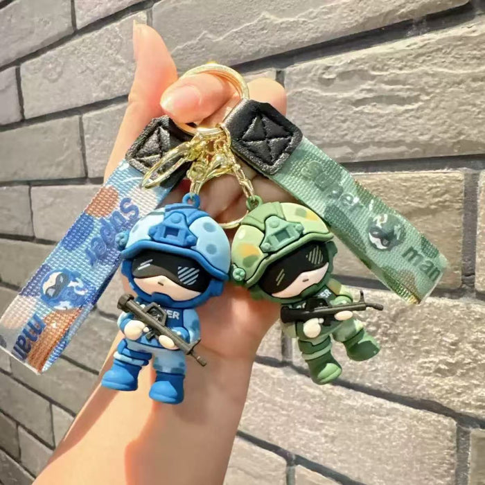 Wholesale Soft rubber cartoon special forces soldier keychains
