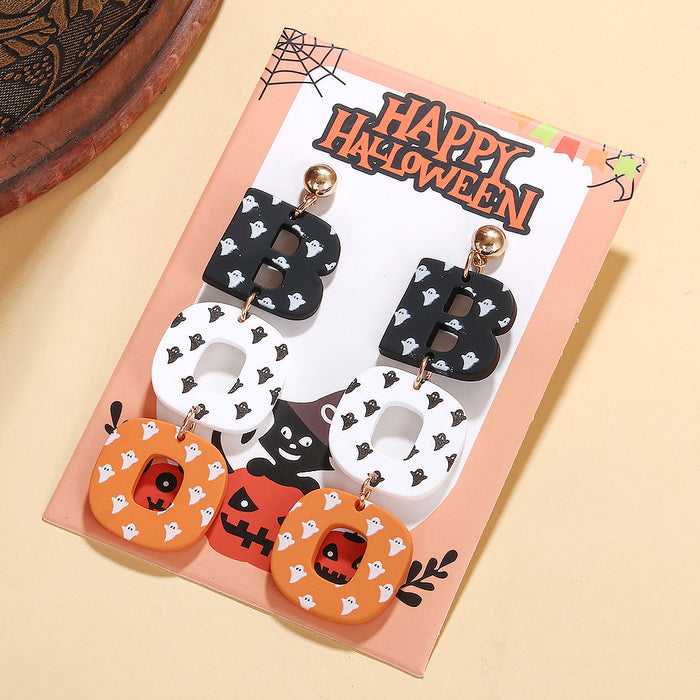 Wholesale  Acrylic Paint Earrings Ghost Personalized Long Earrings Holiday Earrings