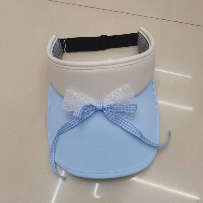 Wholesale Butterfly knot color blocked empty top sun hat, new casual versatile sun protection and UV protection sun hat