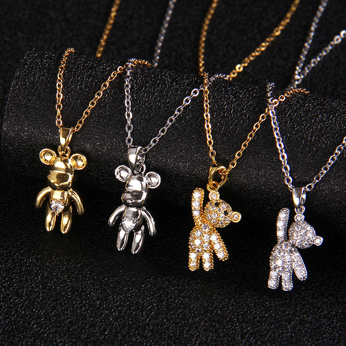 Wholesale fashion zircon love bear pendant small necklace