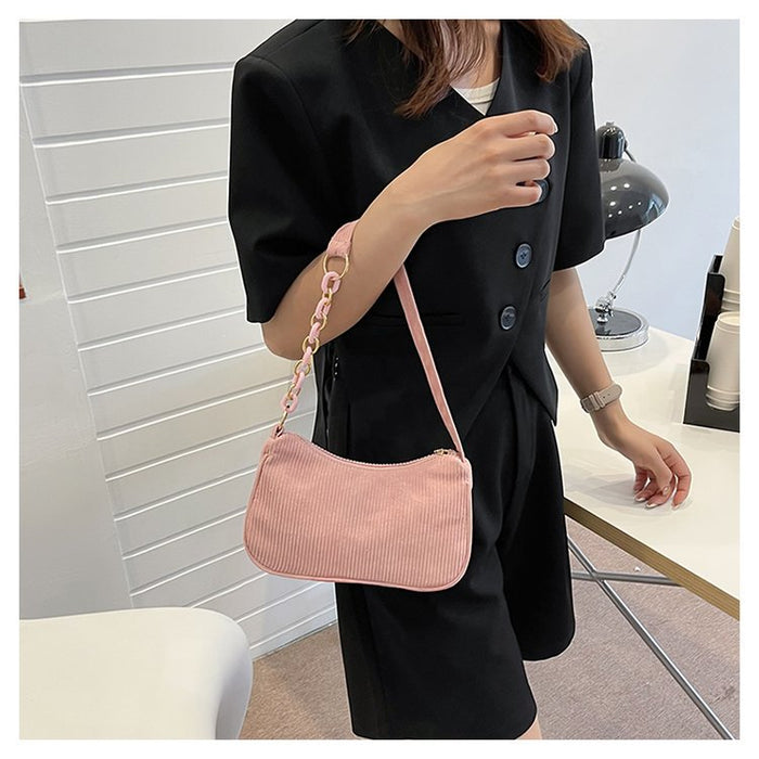 Wholesale Artistic Minimalist Corduroy Small Bag New Chain Underarm Bag Casual Versatile Shoulder Bag Women's Bag JDC-SD-YT005