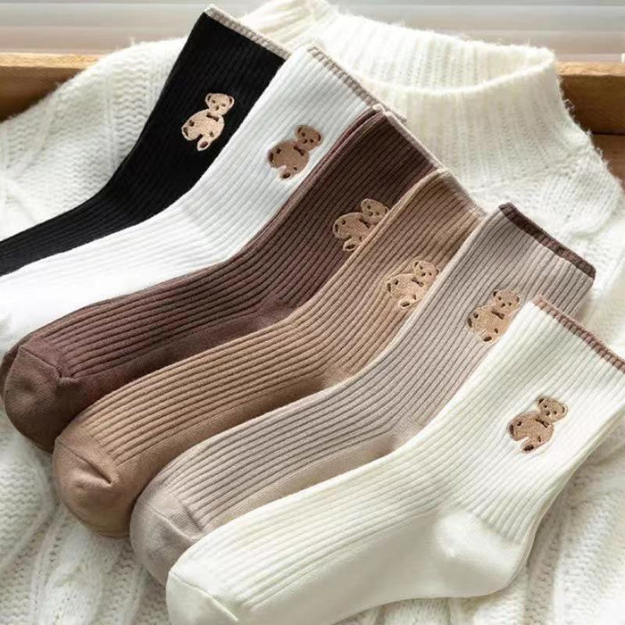 Wholesale Mid length cotton socks, cute pile socks, versatile for students