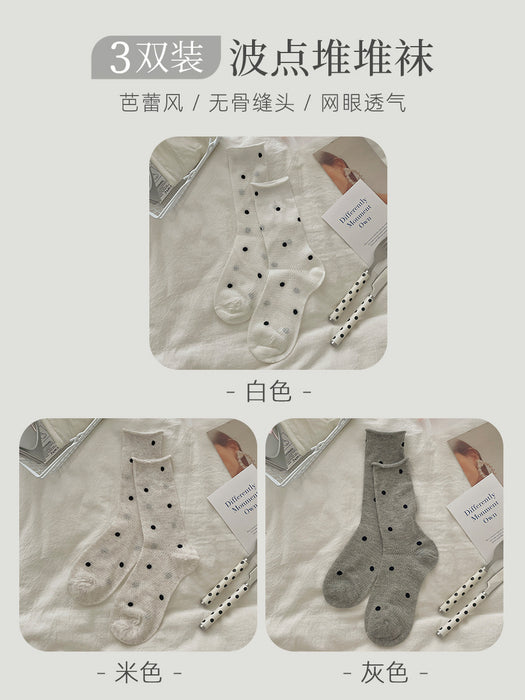 Wholesale Dotted pile socks, thin mesh breathable midsole socks with rolled edges and boneless versatility