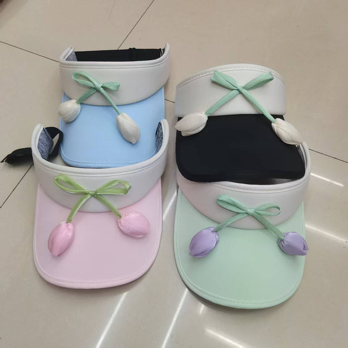 Wholesale Butterfly knot color blocked empty top sun hat, new casual versatile sun protection and UV protection sun hat