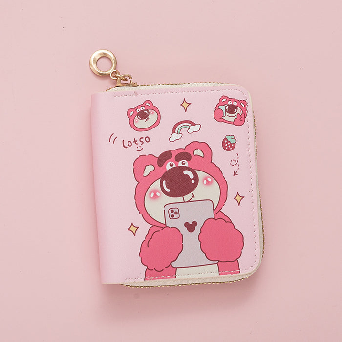 Wholesale Girls'  pink series cute cartoon print student wallet