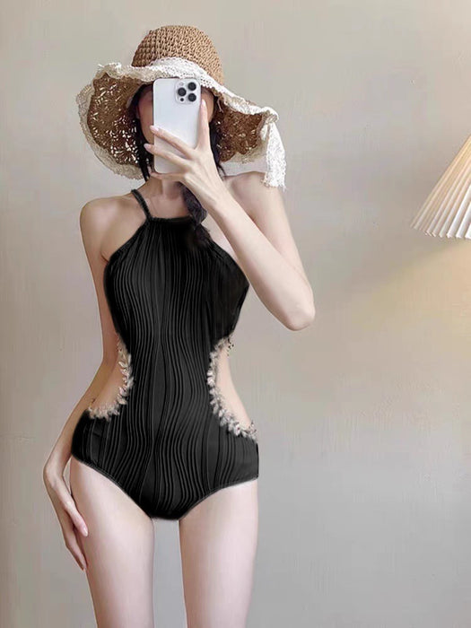 Wholesale New swimsuit summer one-piece high-end feeling sexy and slimming, backless hot spring vacation swimsuit for women