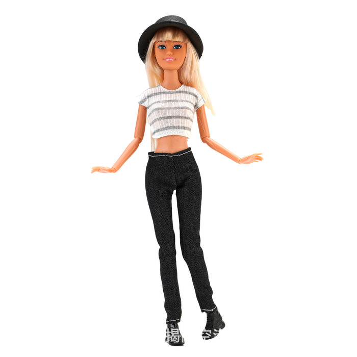 Wholesale 11 inch doll fashion travel variety of striped shirt jeans