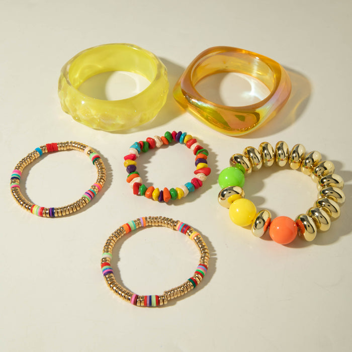 Wholesale Korean Style Acrylic Bead and Bangle Set Trendy Jewelry Accessory MOQ≥2