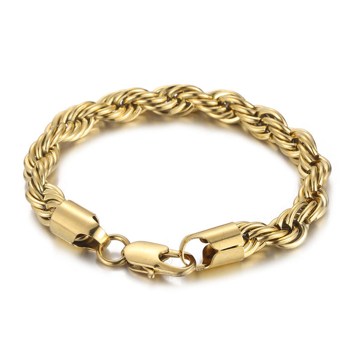 Wholesale 2pcs 18K Gold Two-color Twist Chain Stainless Steel Bracelet JDC-BT-KaLun001