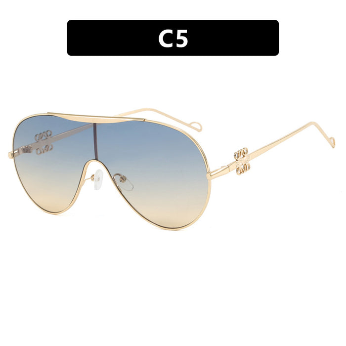 Wholesale Conjoined Sunglasses Pilot Frame Driving Sunglasses Premium Metallic Retro Sunglasses