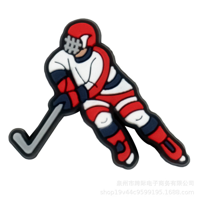 Wholesale Cave shoe flower buckle sports classic ice hockey fun cartoon upper PVC drip plastic decorative buckle detachable accessory