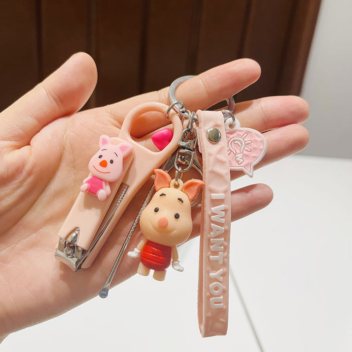 Wholesale  Silicone Doll Spaceman Keychain Pendant Bag  Nail Clipper Ear Digging Spoon Keychain