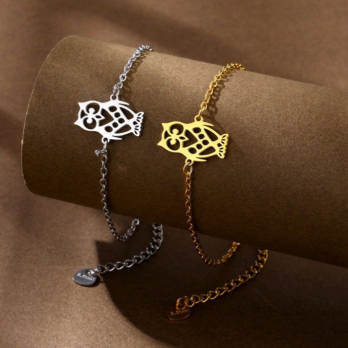Wholesale Stainless steel owl bracelet with smooth surface, simple and personalized fashion jewelry wholesale