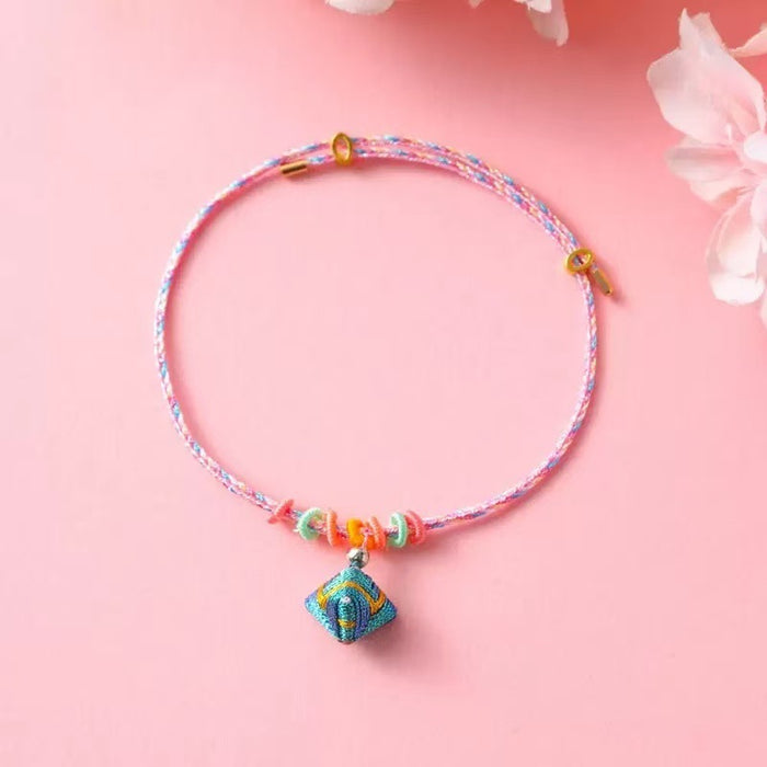 Wholesale Colorful Rope Pink Handmade Woven Bracelet Niche Exquisite  Children' s Cute Accessories