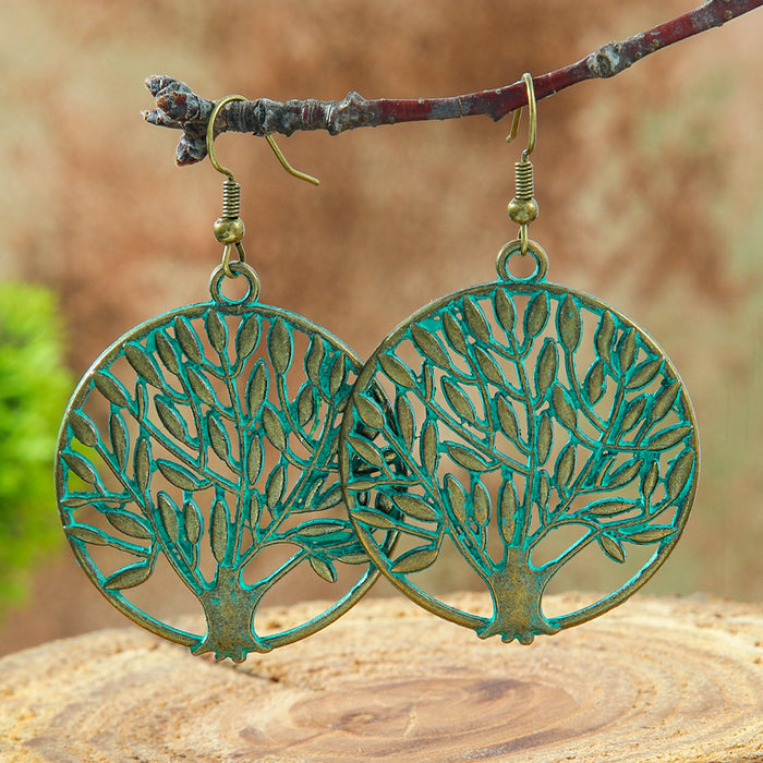 Wholesale Bohemian Hollow Alloy Earrings Vintage Leaf Flower Design Fashion Accessory MOQ≥2