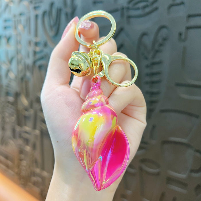 Wholesale Creative colorful conch keychain female couple key chain bag cartoon exquisite gift car key pendant