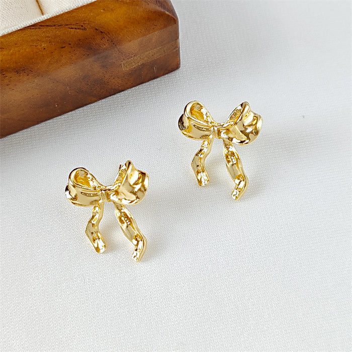Wholesale Bow earrings with versatile temperament, exquisite and luxurious, niche earrings