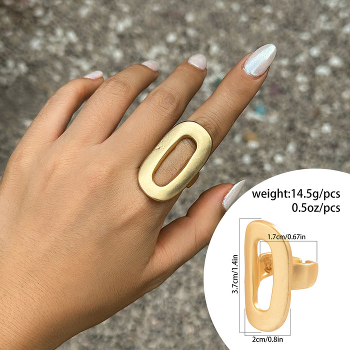 Wholesale Disc pleated metal ring Simple irregular niche flower jewelry