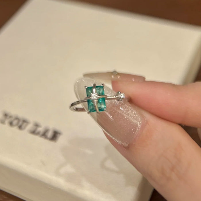 Wholesale Square zircon ring, light luxury temperament, high-end fashion ring