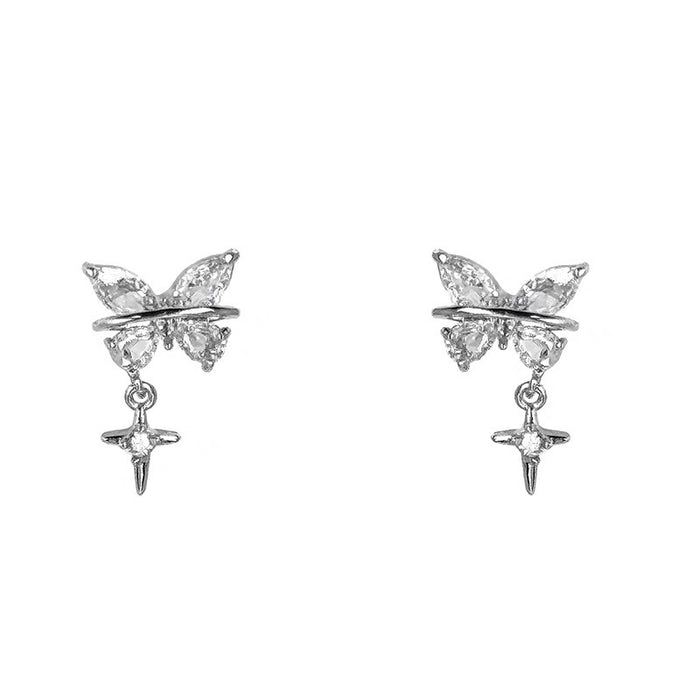 Wholesale Zircon butterfly ear clip for women's niche design exudes a sense of temperament