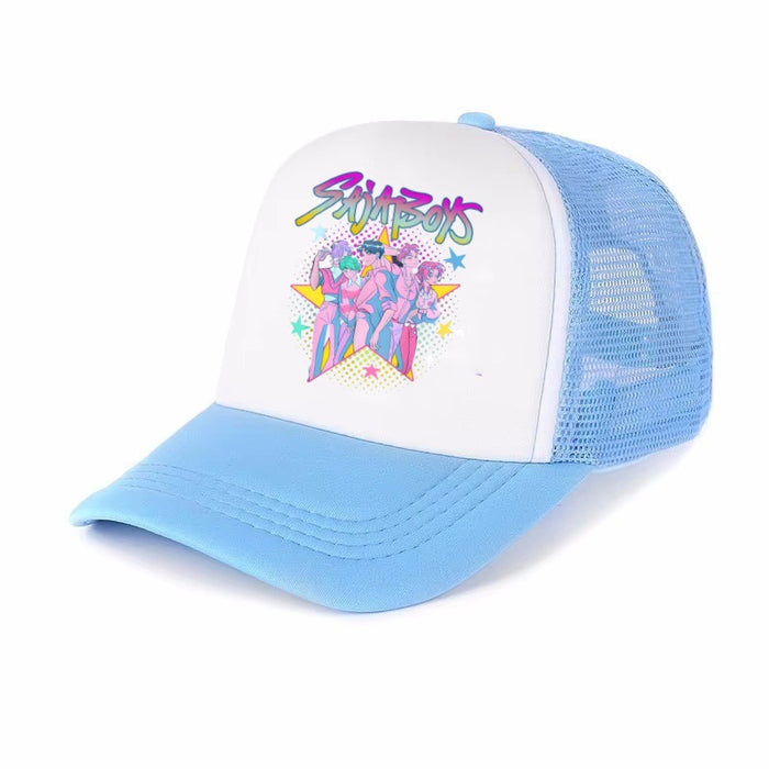 Wholesale KPOP Adjustable Casual Cartoon Print Mesh Baseball Cap
