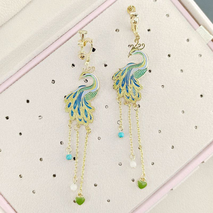 Wholesale Ethnic Style Peacock Long Earrings JDC-ES-Msy007