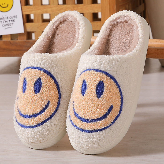 Wholesale Winter cute cartoon smiley face home cotton slippers wholesale home fur slippers women couple warm slippers indoor