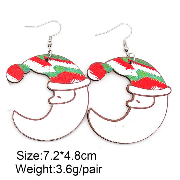 Wholesale Christmas Wooden Earrings Elk  Splicing Earrings Holiday Accessories