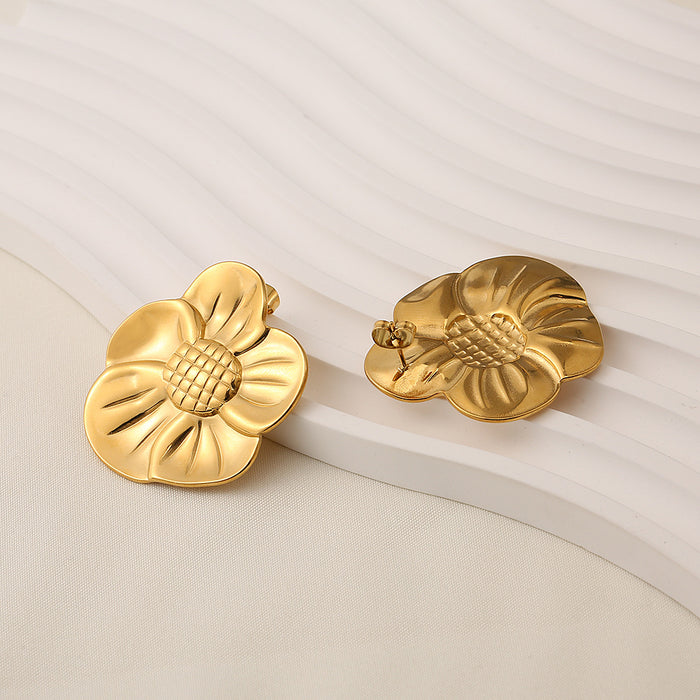 Wholesale Luxury and high-end stainless steel sunflower shaped design earrings wholesale