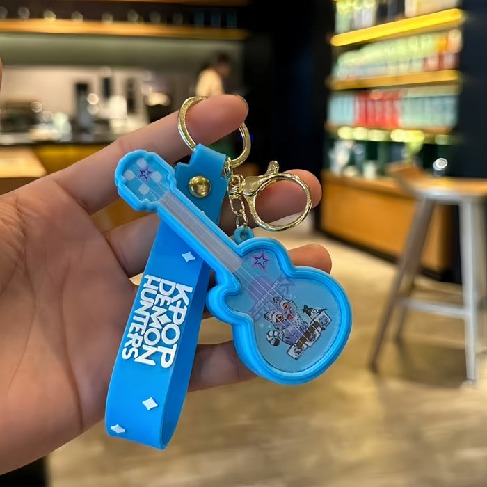 Wholesale Kpop cute glowing guitar keychain